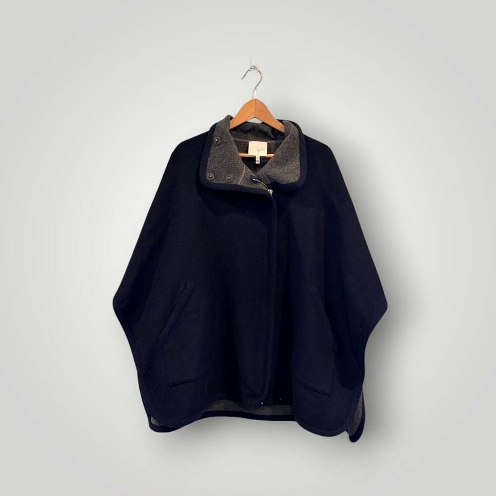 REVOLVE Joie Kenzie Double Face Wool Cape Jacket Navy Blue